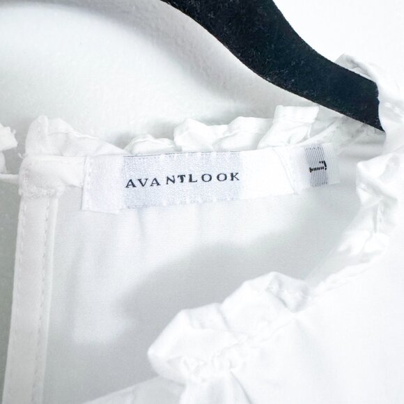 Avantlook Ruffled Silk Top White 100% Silk Eyelet Detail Women's Size L - Picture 5 of 6